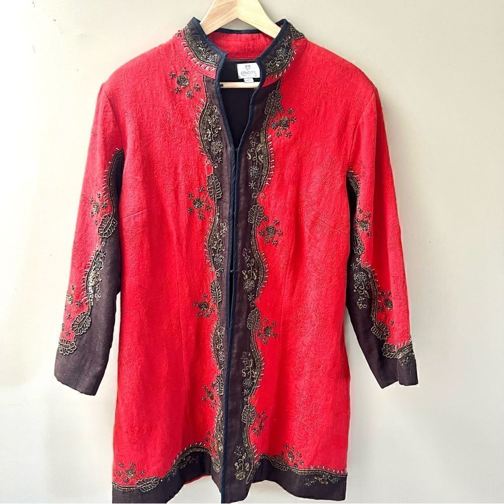 Chicos heritage beaded red jacket. Size 2 ( Medium)